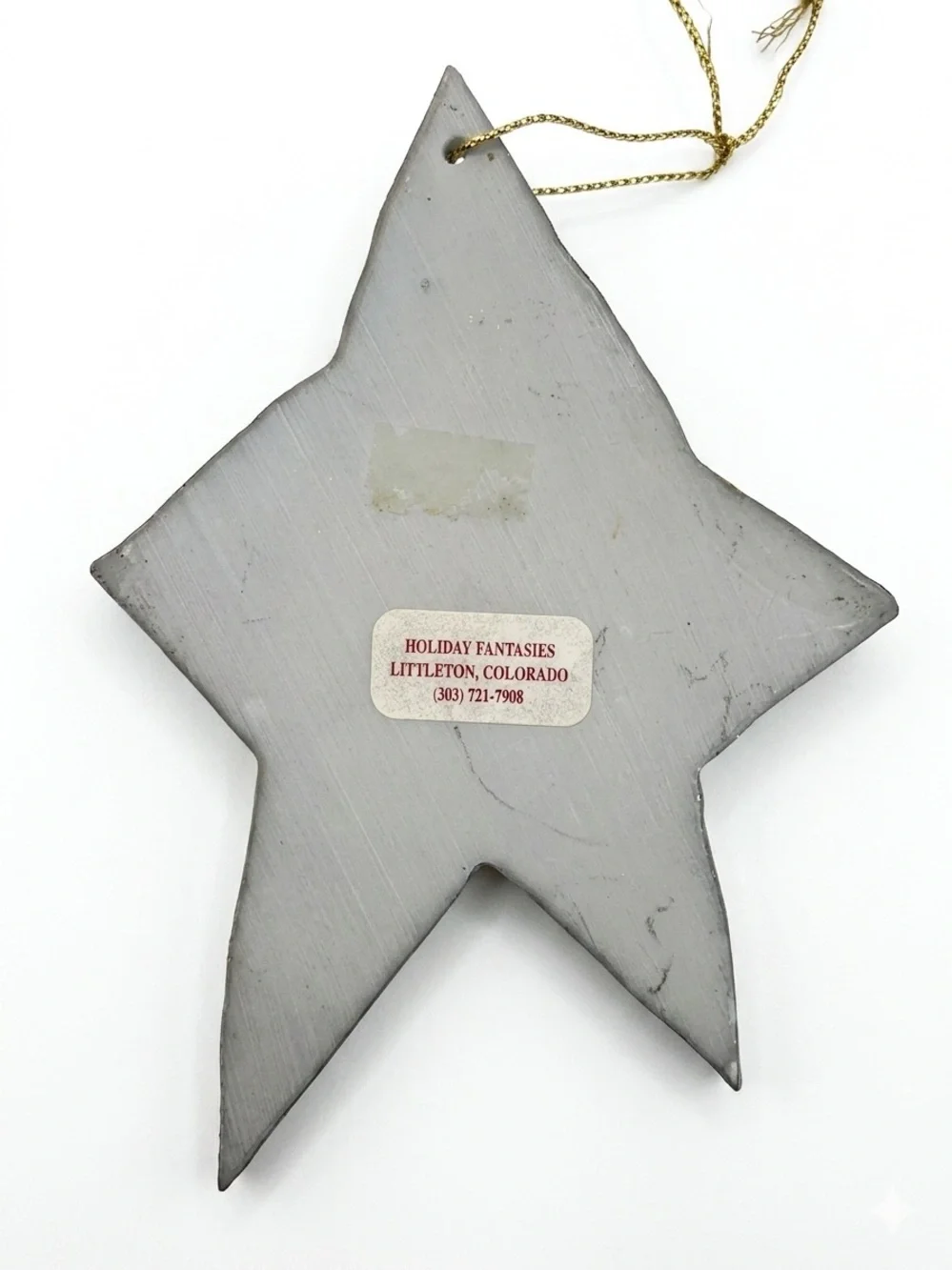 Cat Angel Wings Christmas Ornament Pet Memorial White Cat on Gold Star Pet Loss